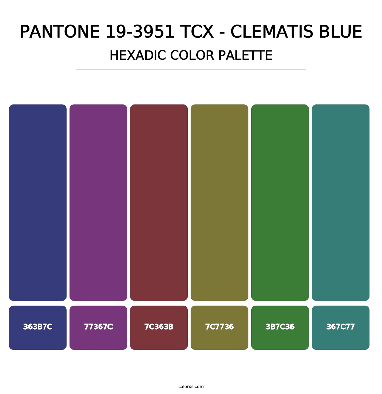 PANTONE 19-3951 TCX - Clematis Blue - Hexadic Color Palette