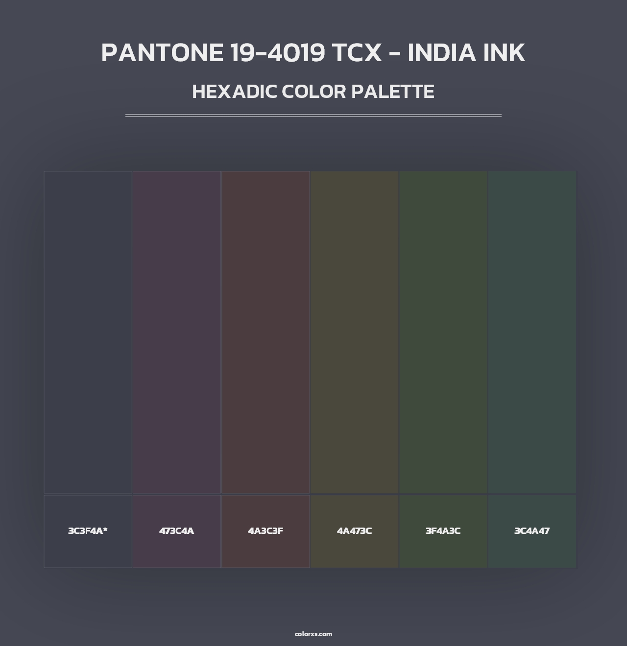 PANTONE 19-4019 TCX - India Ink - Hexadic Color Palette