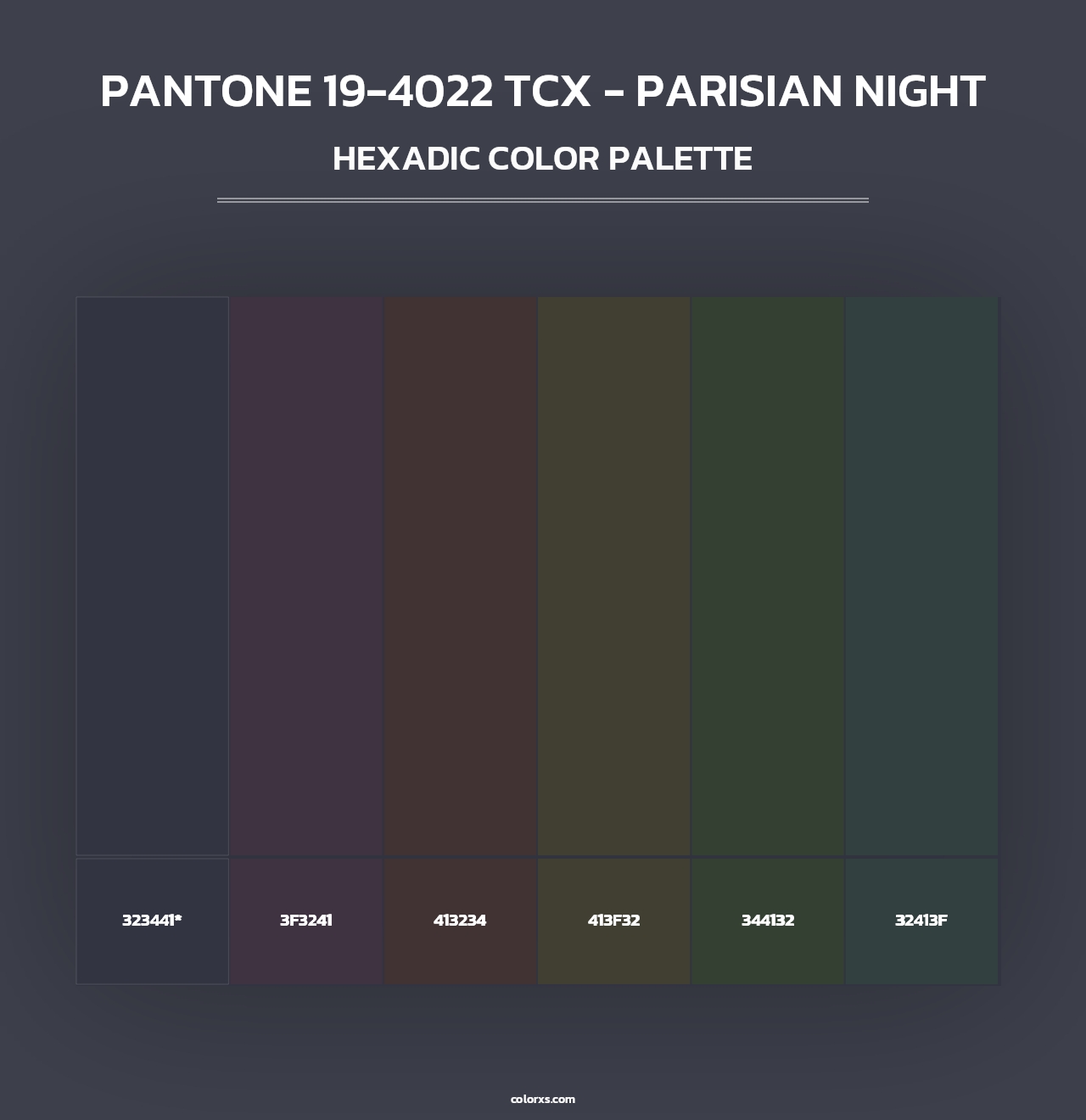 PANTONE 19-4022 TCX - Parisian Night - Hexadic Color Palette