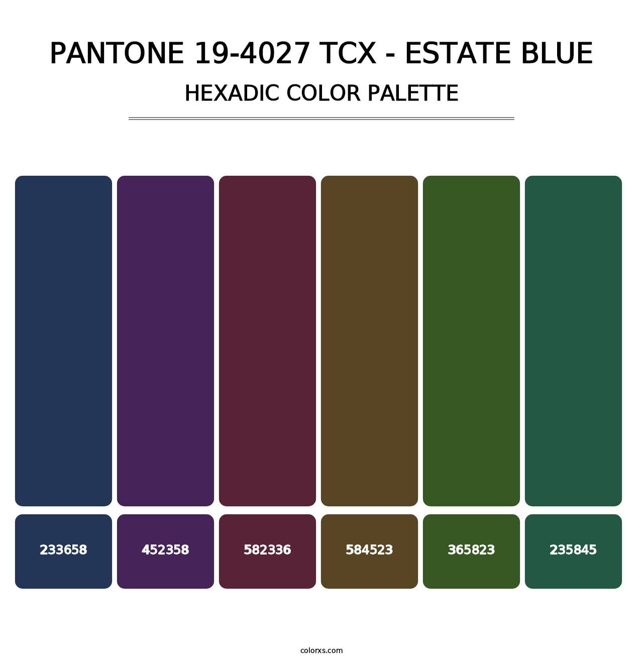 PANTONE 19-4027 TCX - Estate Blue - Hexadic Color Palette