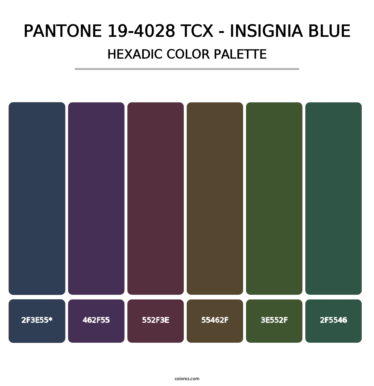 PANTONE 19-4028 TCX - Insignia Blue - Hexadic Color Palette