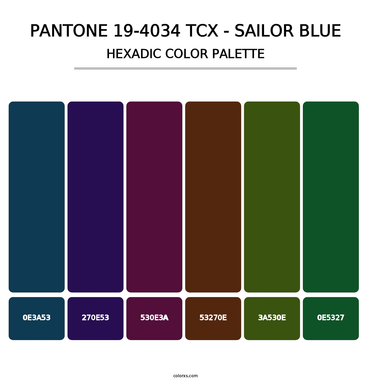 PANTONE 19-4034 TCX - Sailor Blue - Hexadic Color Palette