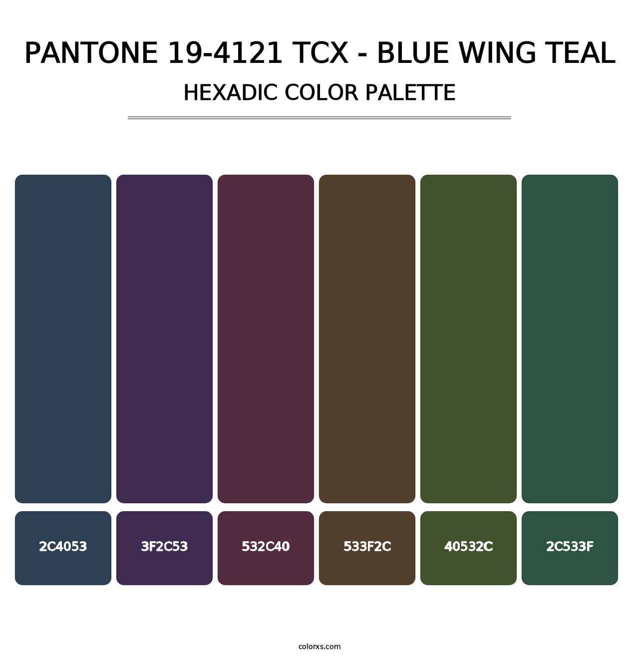PANTONE 19-4121 TCX - Blue Wing Teal - Hexadic Color Palette