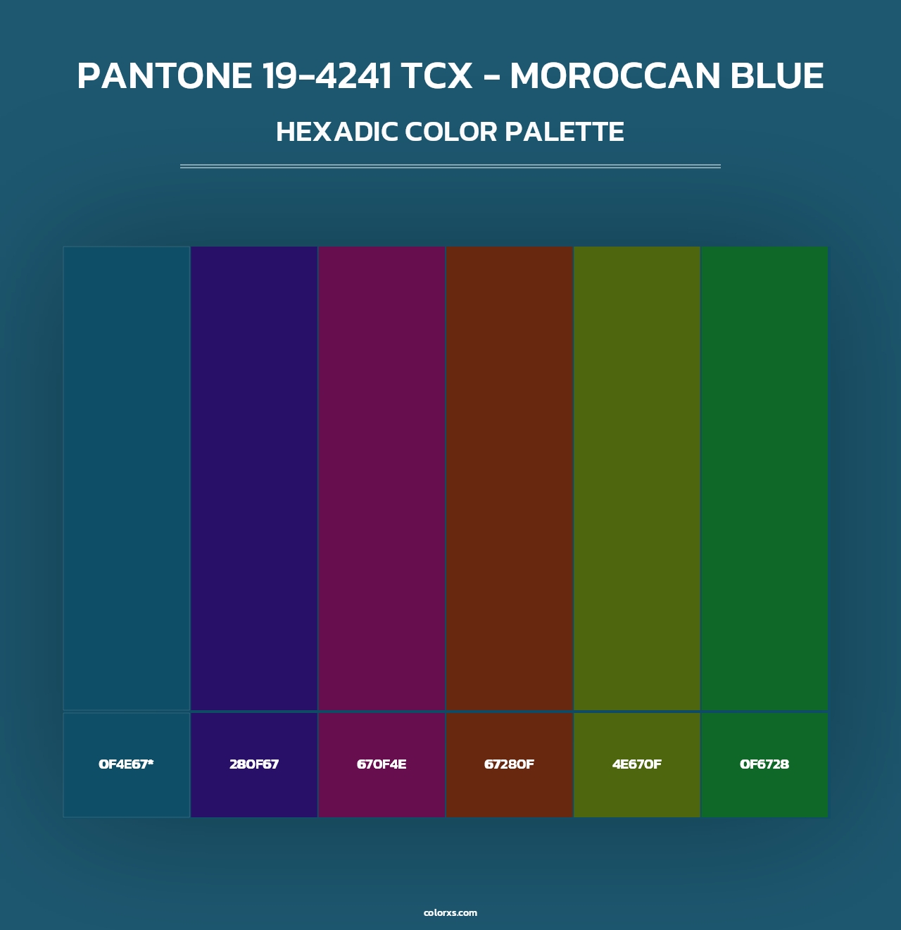PANTONE 19-4241 TCX - Moroccan Blue - Hexadic Color Palette