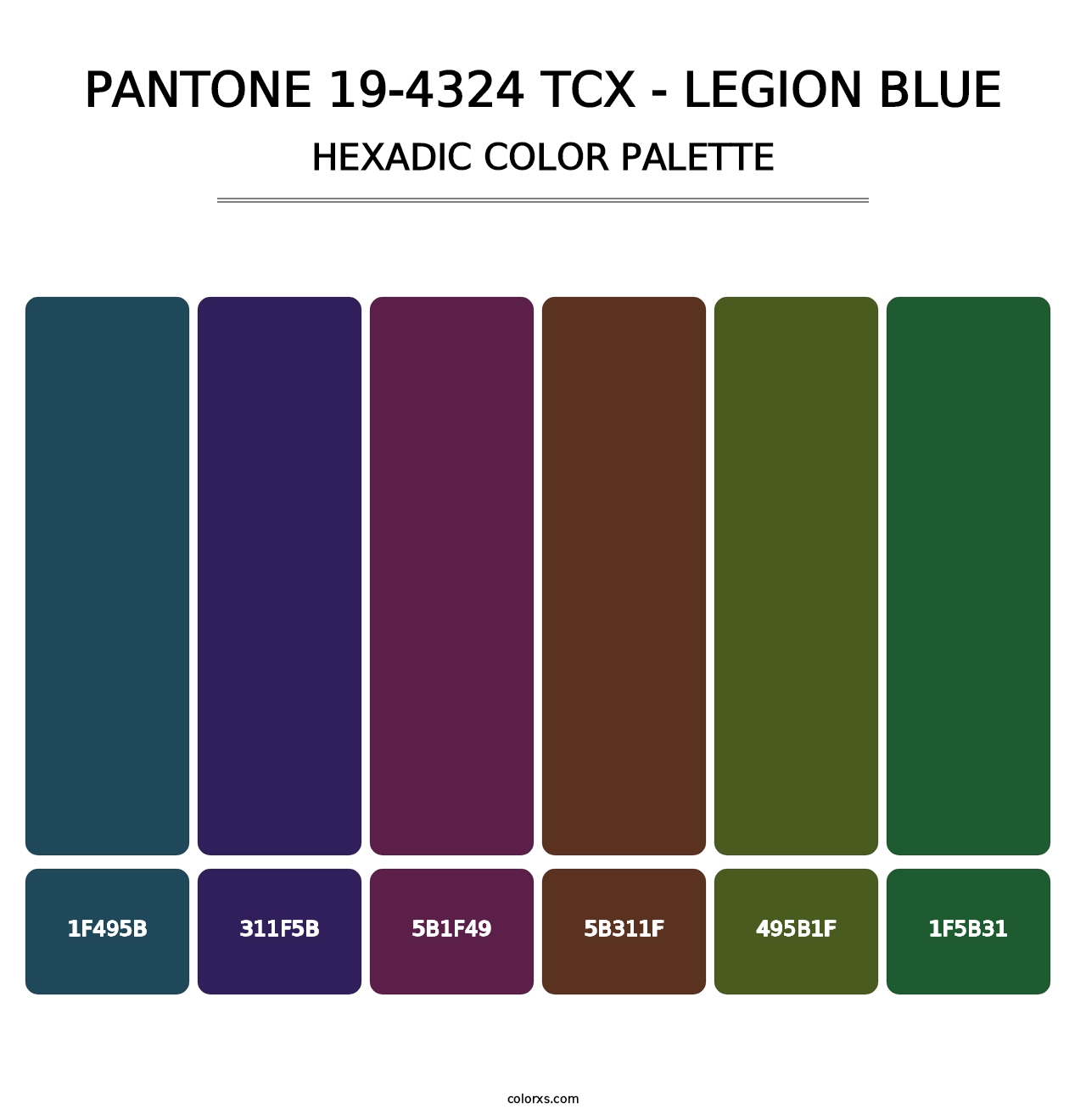 PANTONE 19-4324 TCX - Legion Blue - Hexadic Color Palette