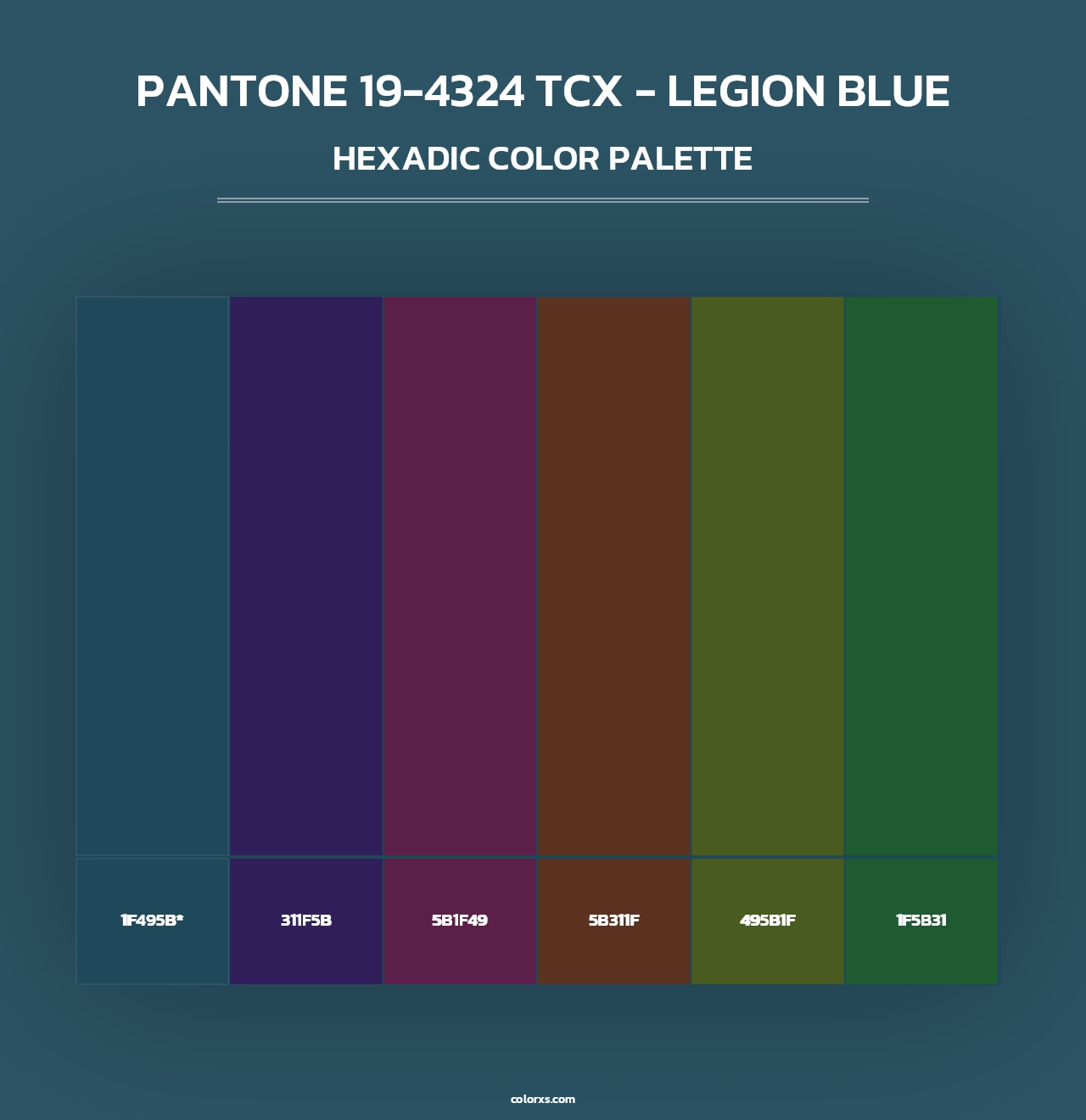 PANTONE 19-4324 TCX - Legion Blue - Hexadic Color Palette