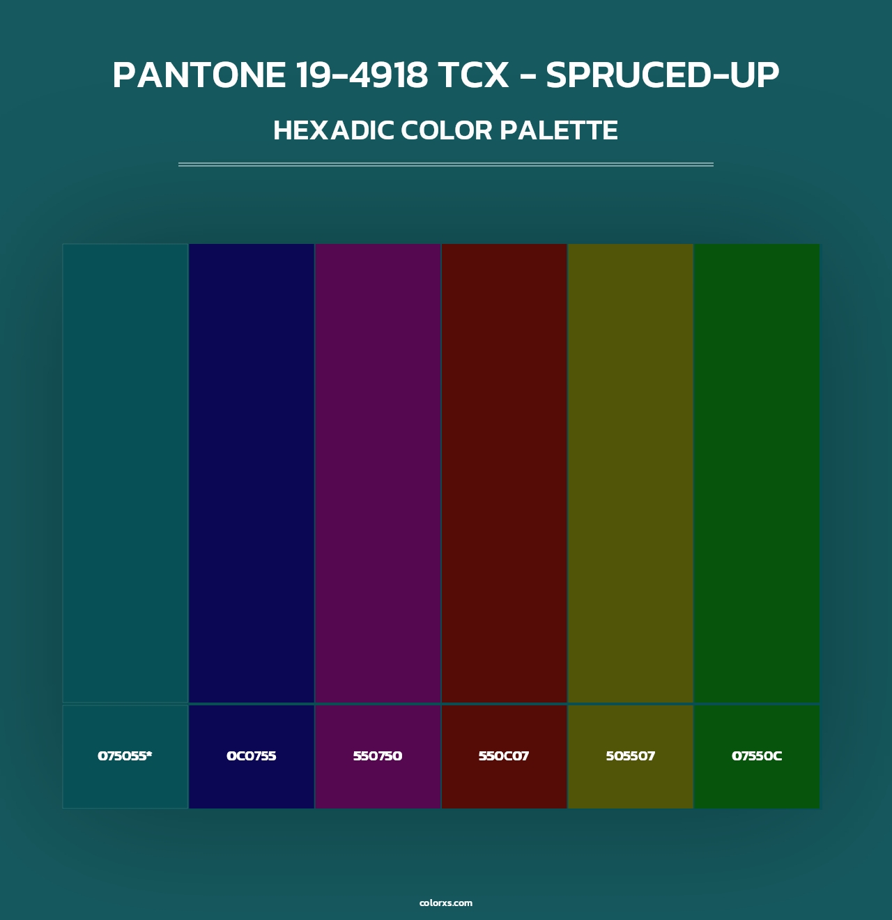 PANTONE 19-4918 TCX - Spruced-up - Hexadic Color Palette
