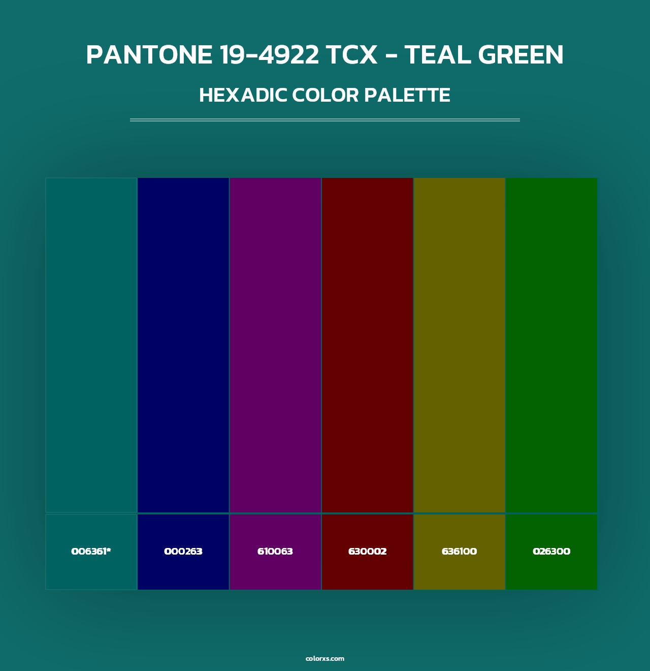 PANTONE 19-4922 TCX - Teal Green - Hexadic Color Palette