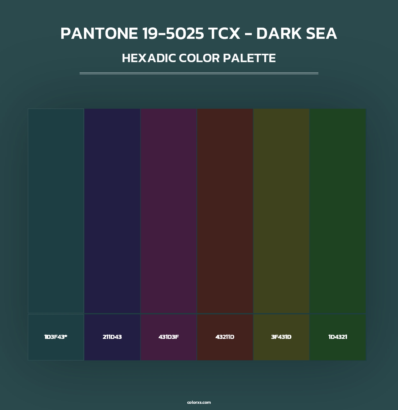 PANTONE 19-5025 TCX - Dark Sea - Hexadic Color Palette
