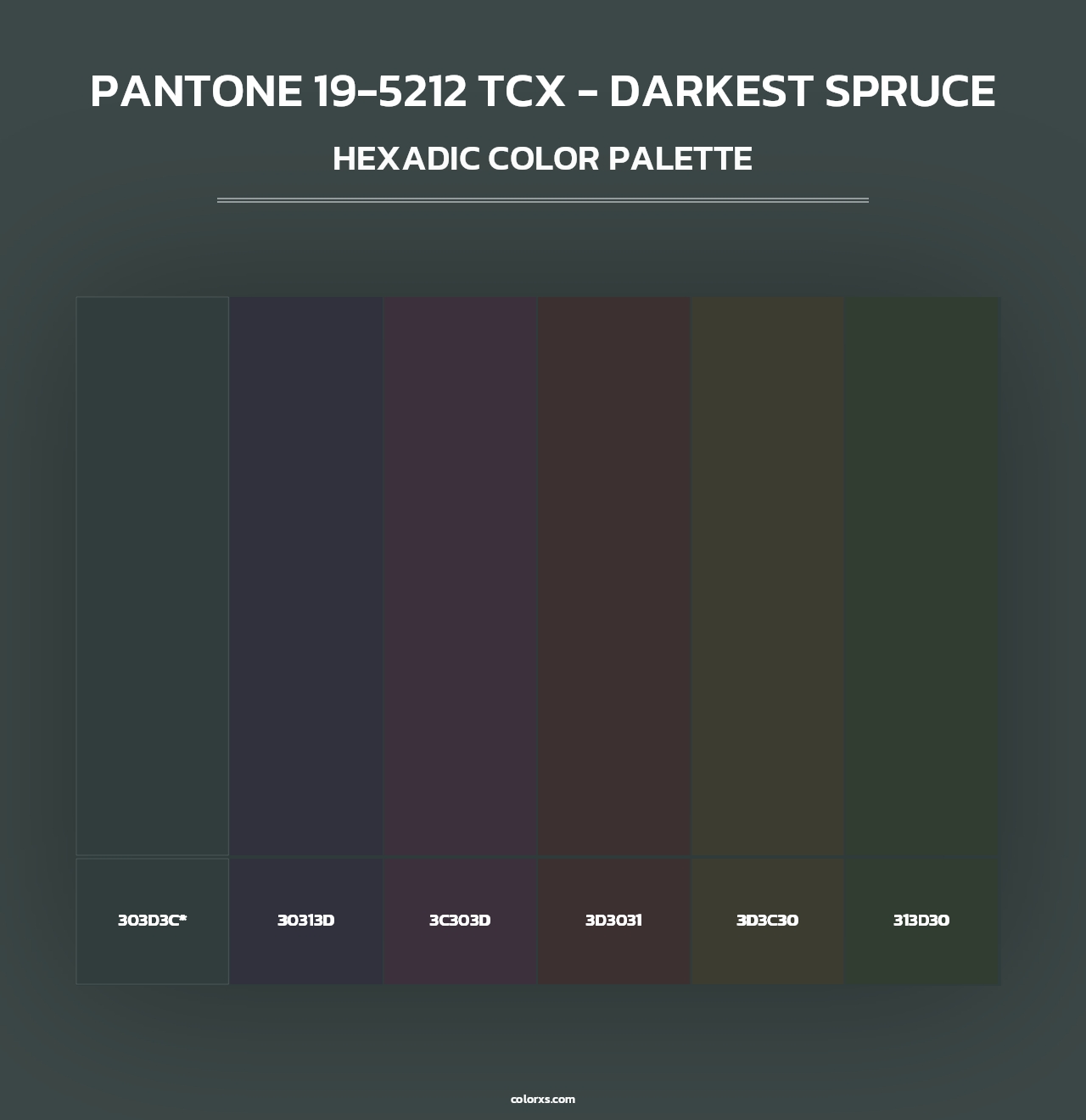 PANTONE 19-5212 TCX - Darkest Spruce - Hexadic Color Palette
