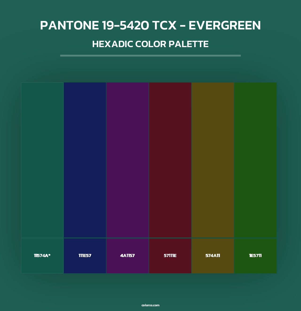 PANTONE 19-5420 TCX - Evergreen - Hexadic Color Palette