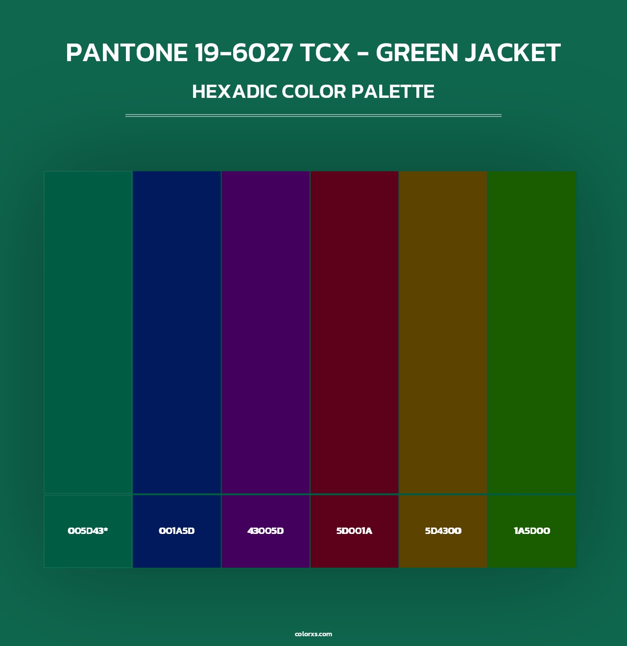 PANTONE 19-6027 TCX - Green Jacket - Hexadic Color Palette