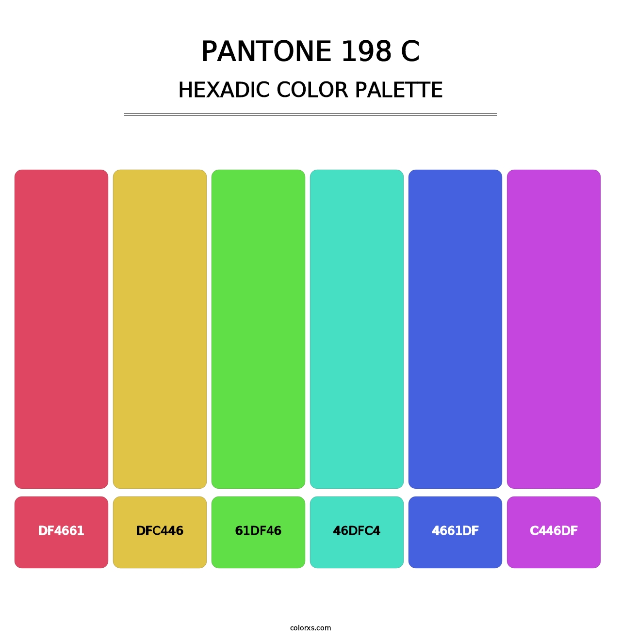 PANTONE 198 C - Hexadic Color Palette