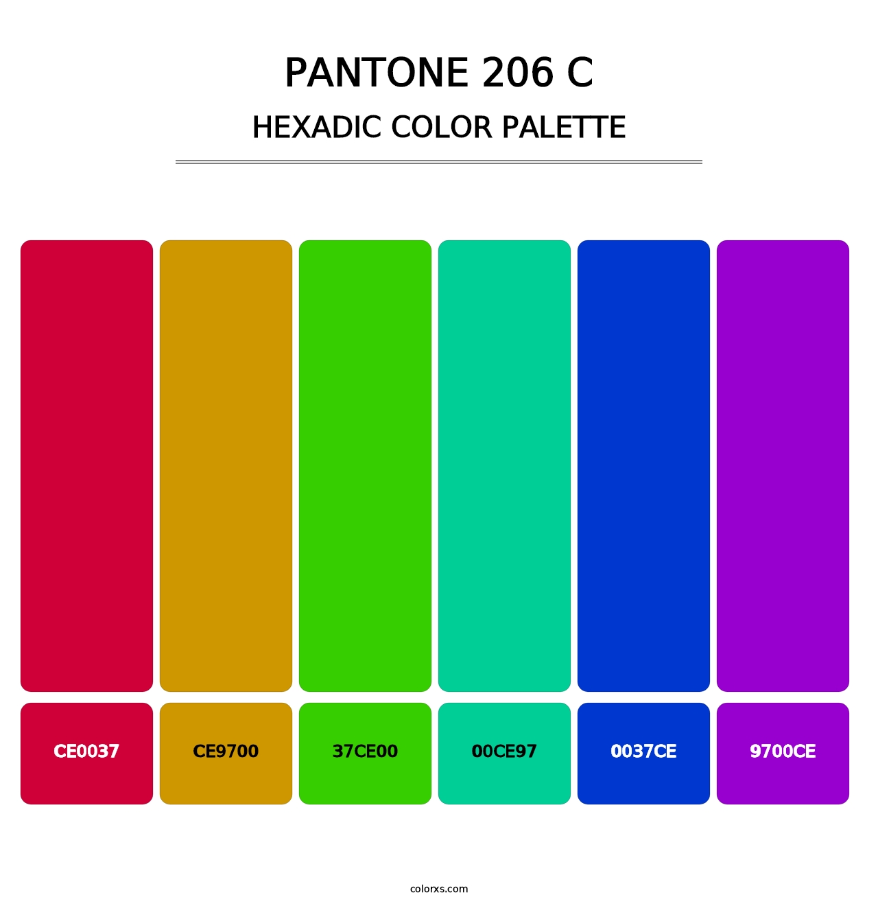 PANTONE 206 C - Hexadic Color Palette