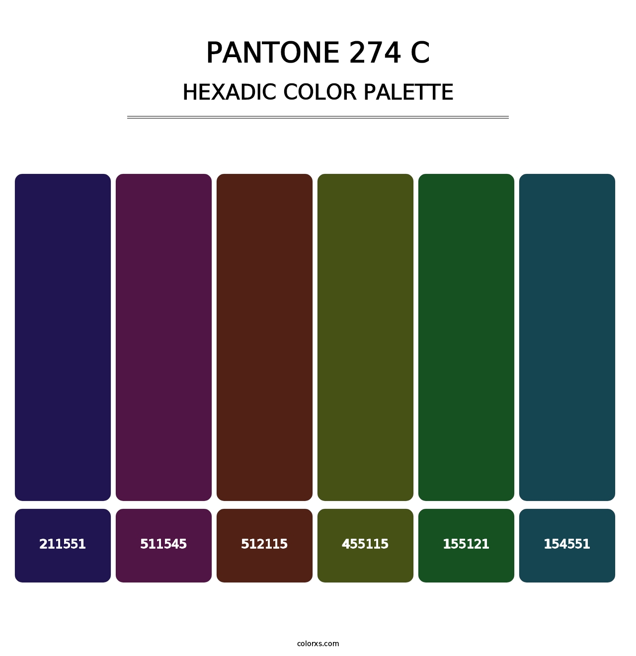PANTONE 274 C - Hexadic Color Palette