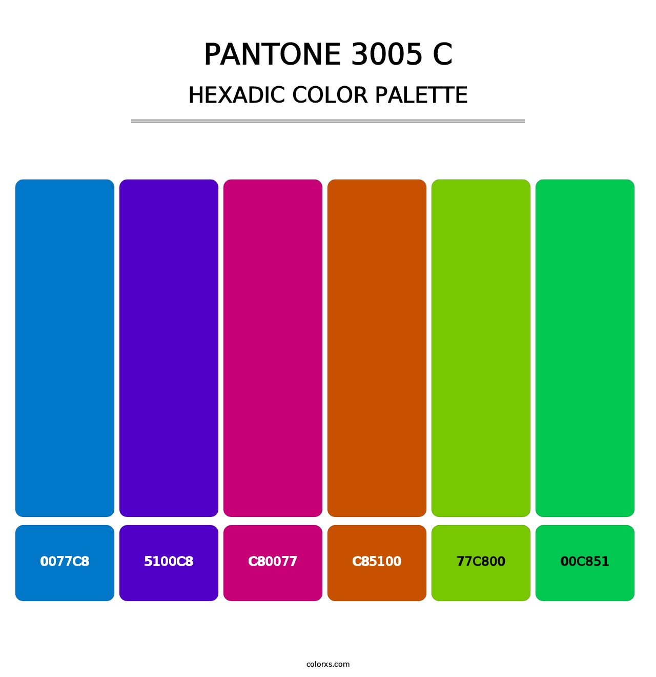 PANTONE 3005 C - Hexadic Color Palette