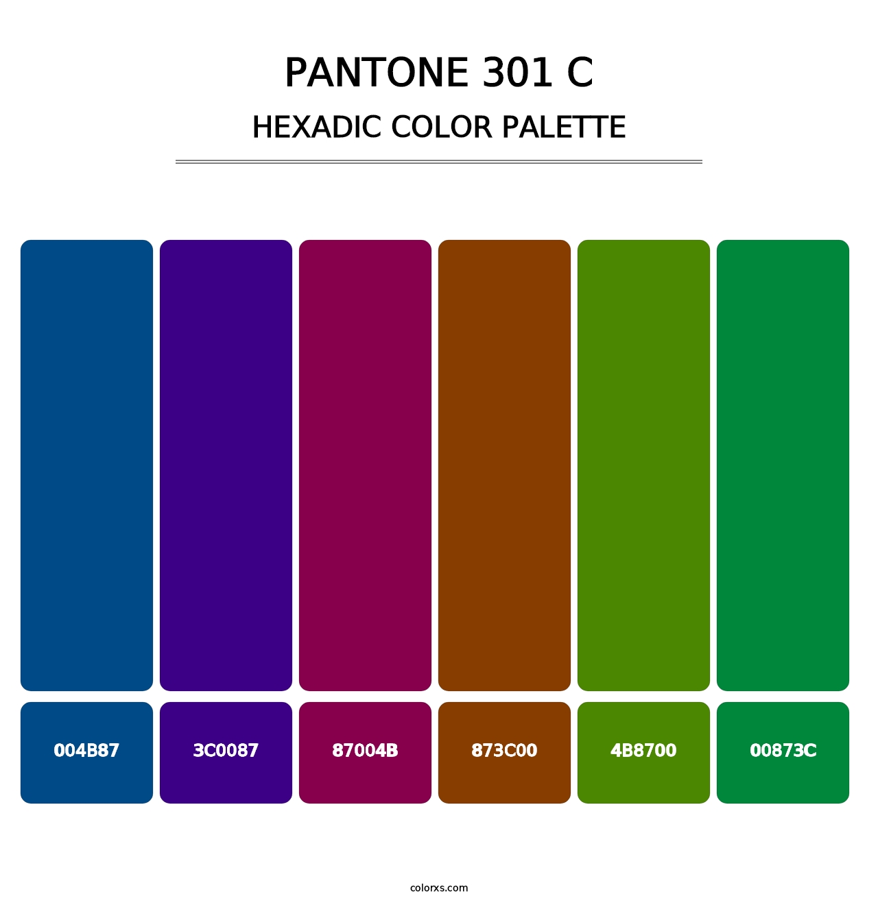 PANTONE 301 C - Hexadic Color Palette