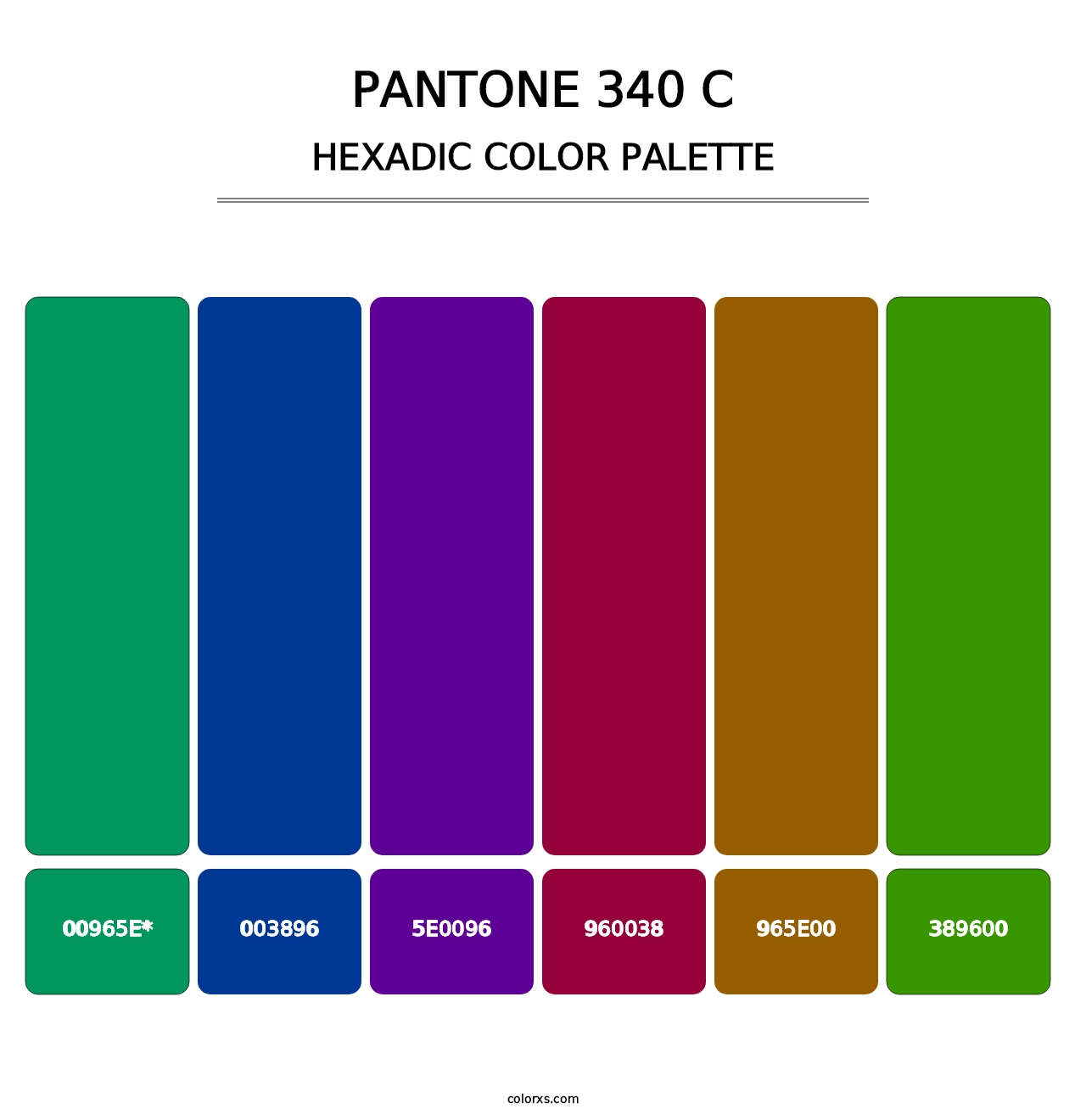 PANTONE 340 C - Hexadic Color Palette
