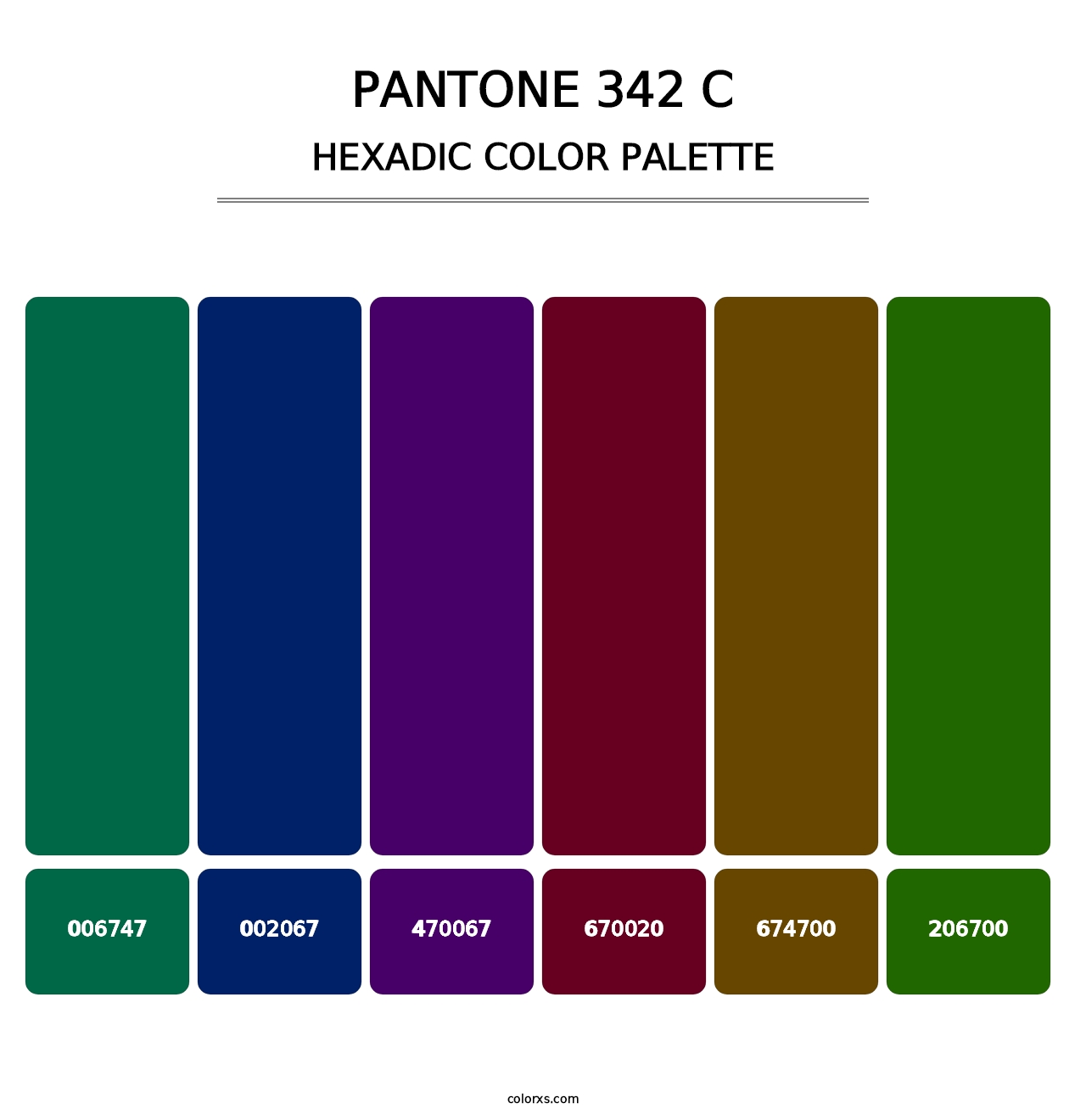 PANTONE 342 C - Hexadic Color Palette