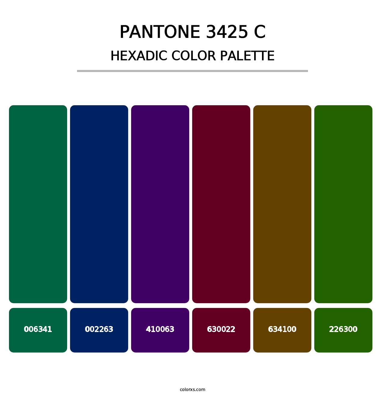 PANTONE 3425 C - Hexadic Color Palette