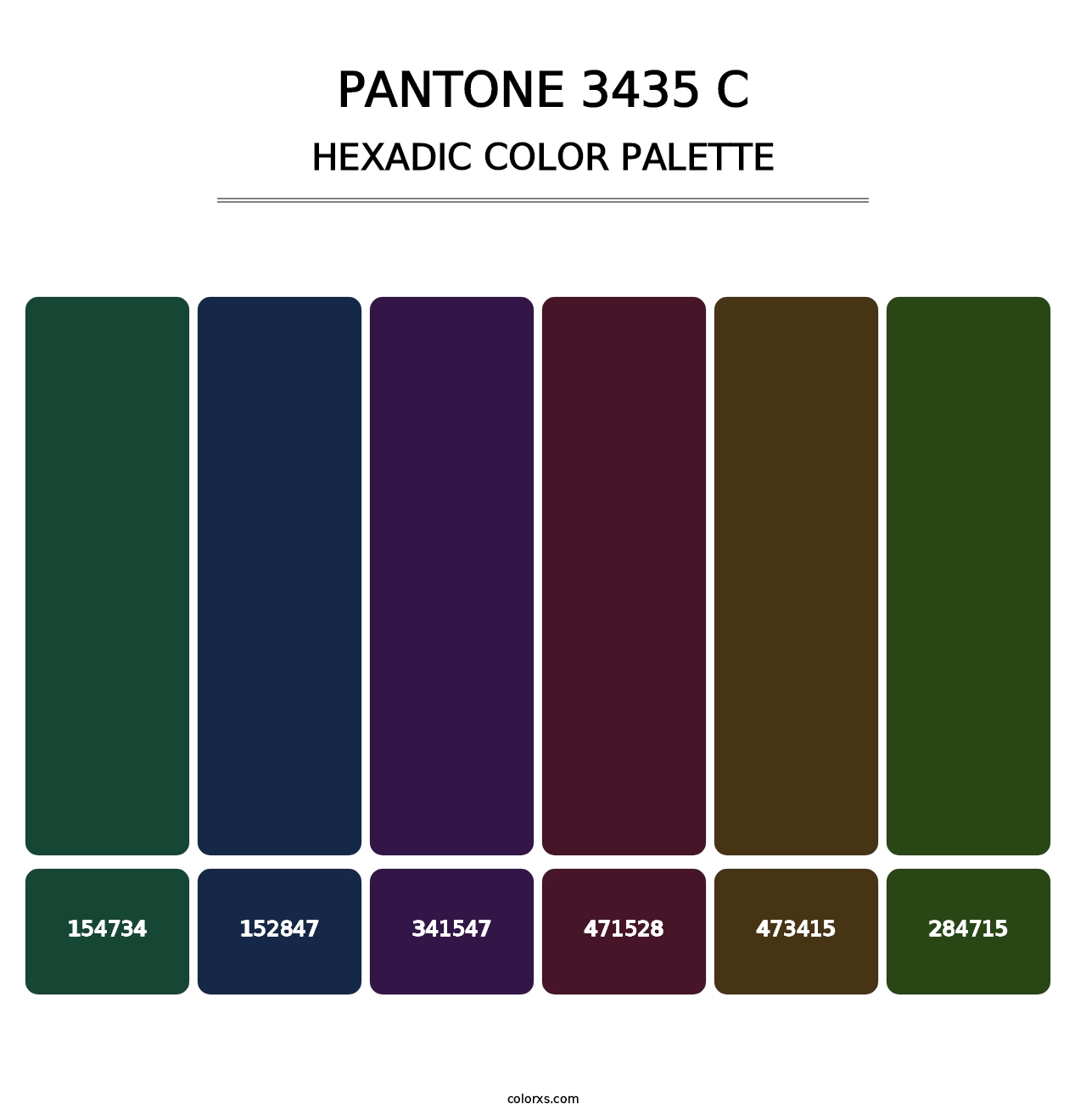 PANTONE 3435 C - Hexadic Color Palette