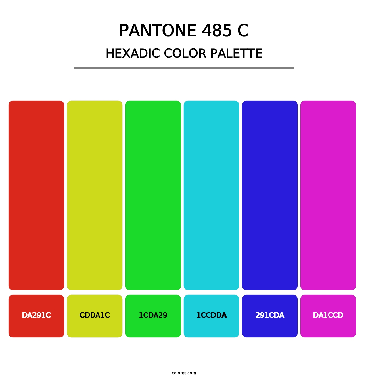 PANTONE 485 C - Hexadic Color Palette