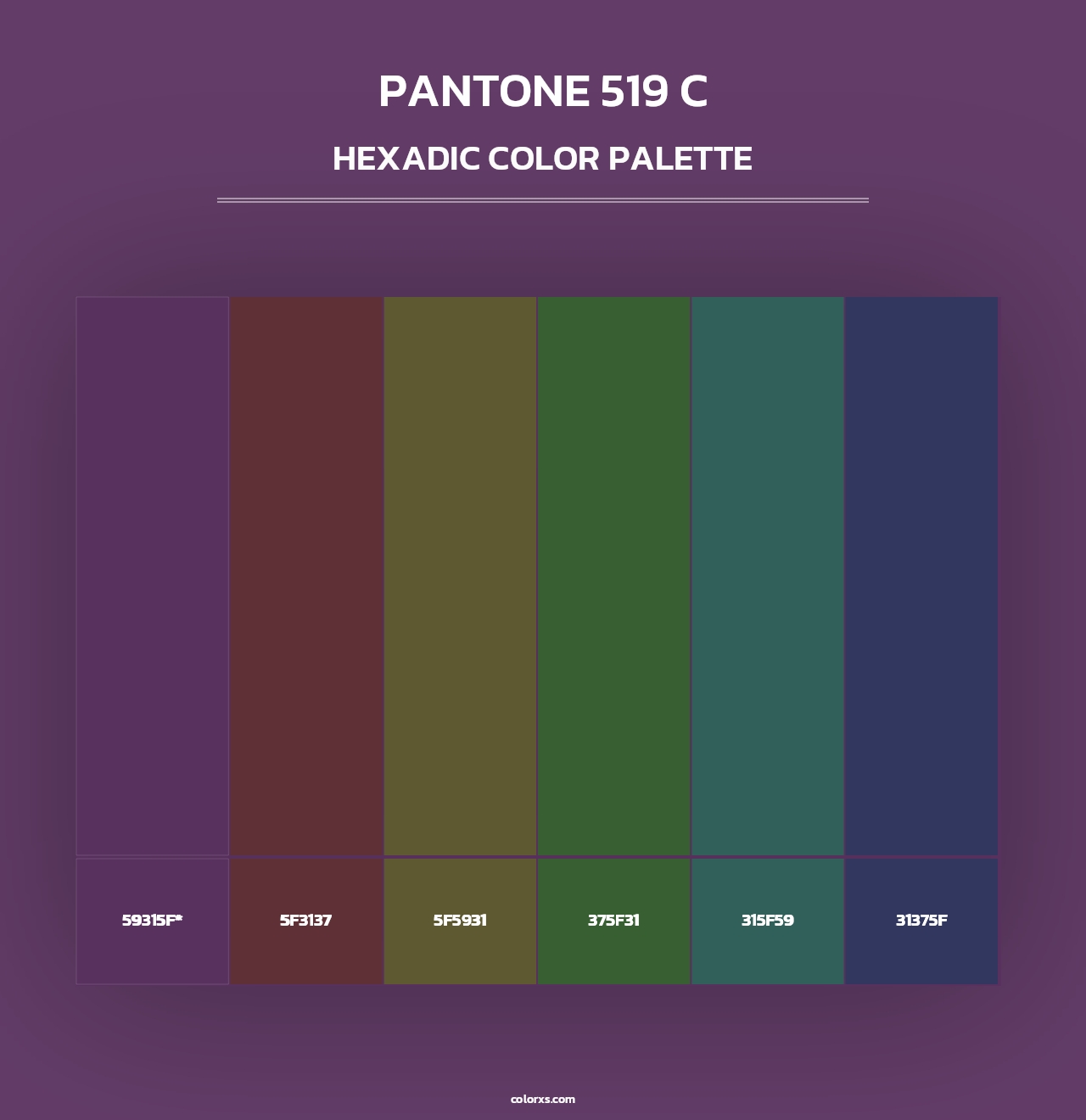 PANTONE 519 C - Hexadic Color Palette