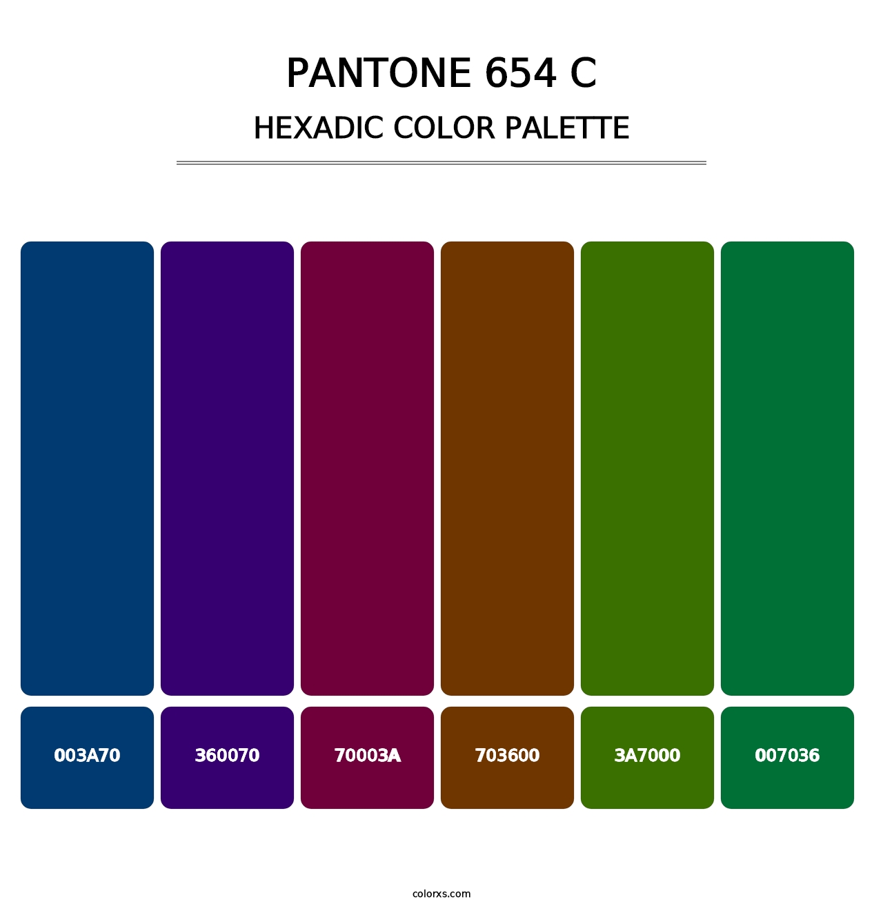 PANTONE 654 C - Hexadic Color Palette