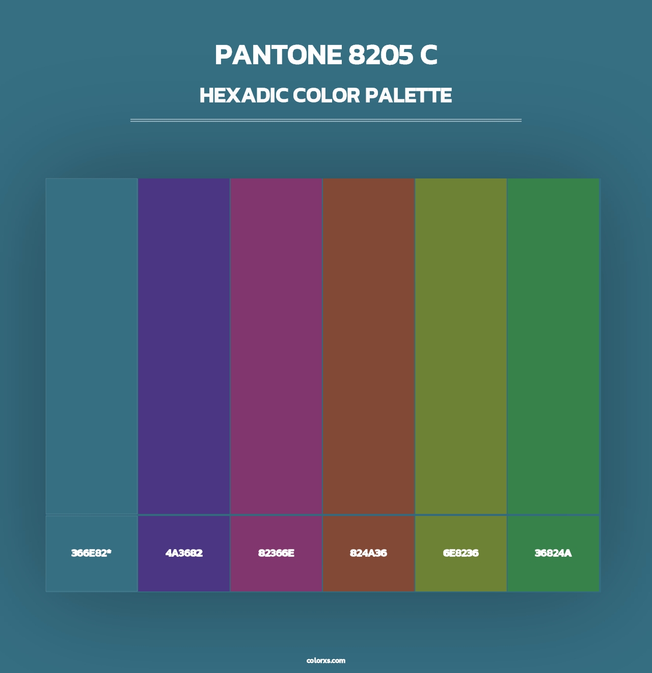 PANTONE 8205 C - Hexadic Color Palette