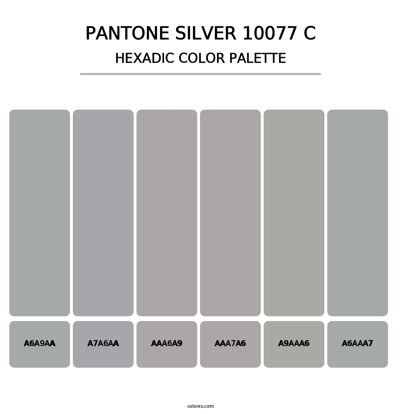 PANTONE Silver 10077 C - Hexadic Color Palette