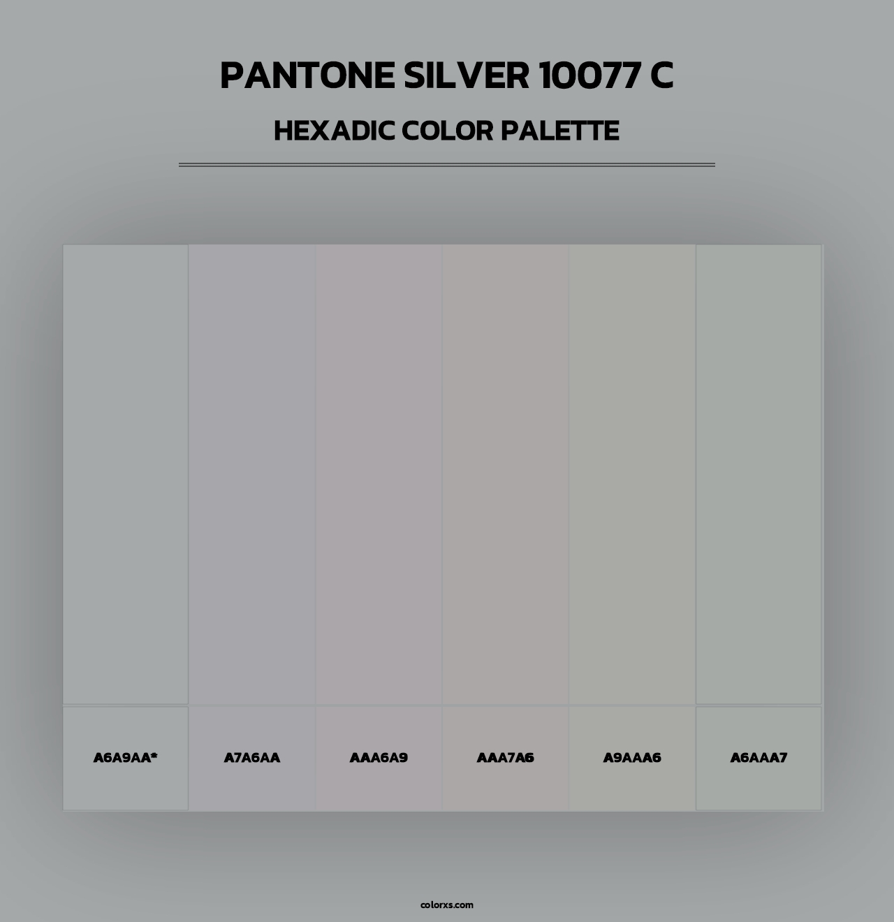 PANTONE Silver 10077 C - Hexadic Color Palette