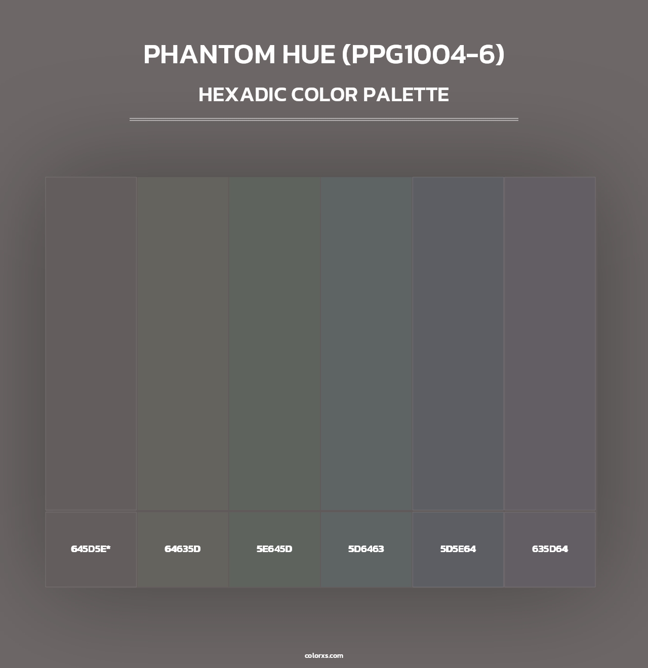 Phantom Hue (PPG1004-6) - Hexadic Color Palette