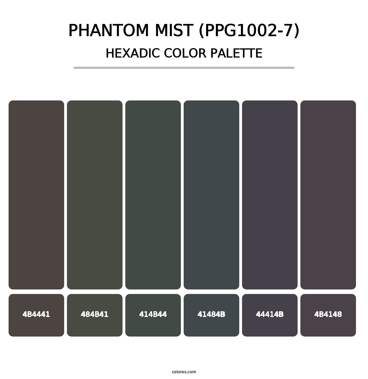 Phantom Mist (PPG1002-7) - Hexadic Color Palette