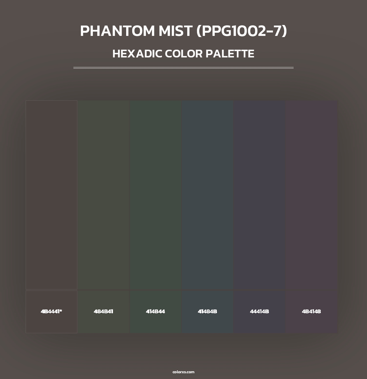 Phantom Mist (PPG1002-7) - Hexadic Color Palette