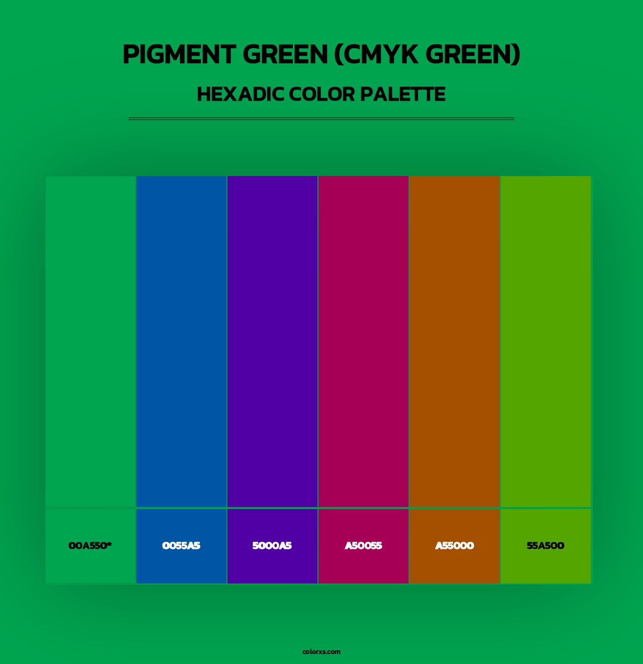 Pigment Green (CMYK Green) - Hexadic Color Palette