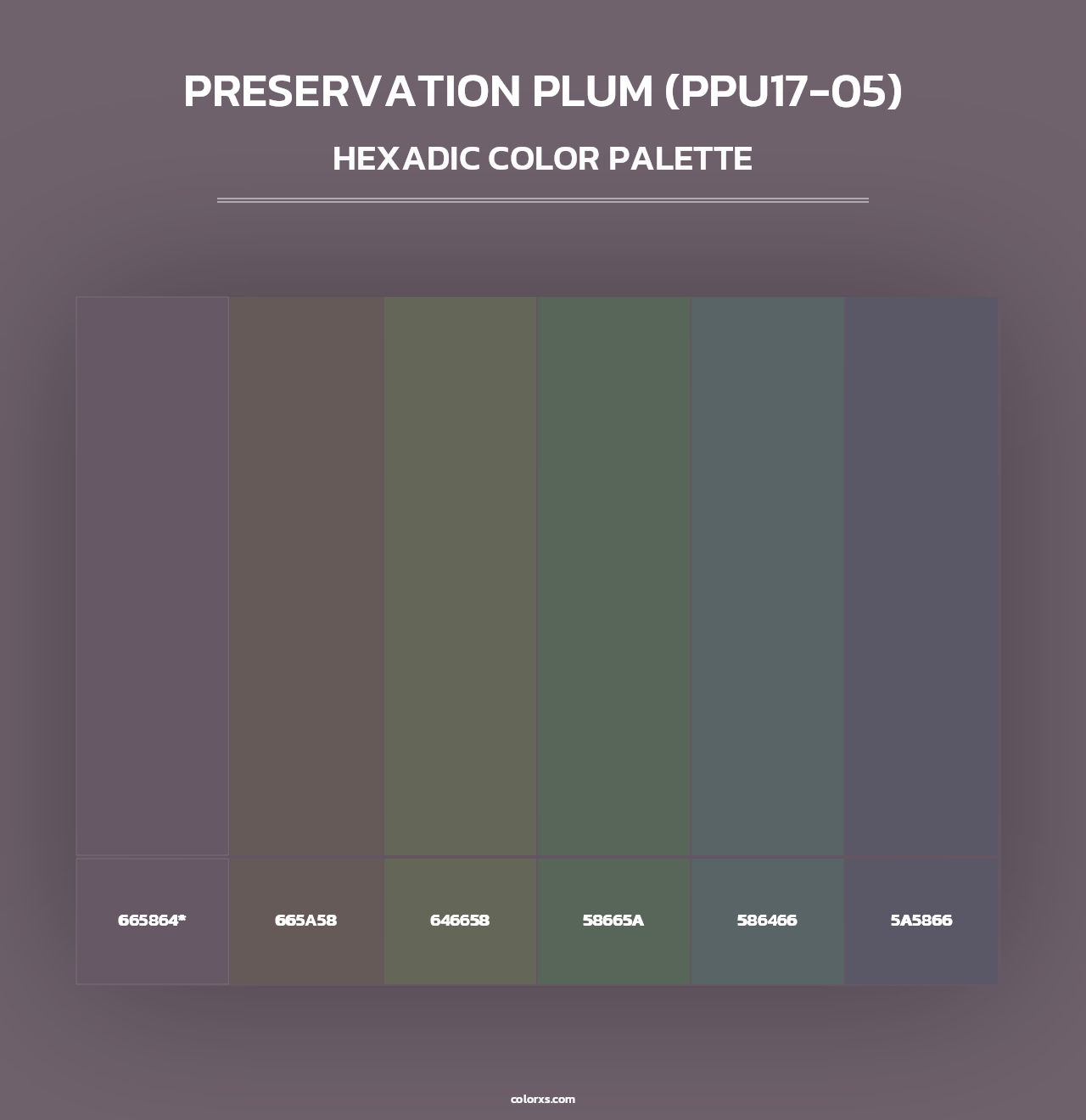Preservation Plum (PPU17-05) - Hexadic Color Palette