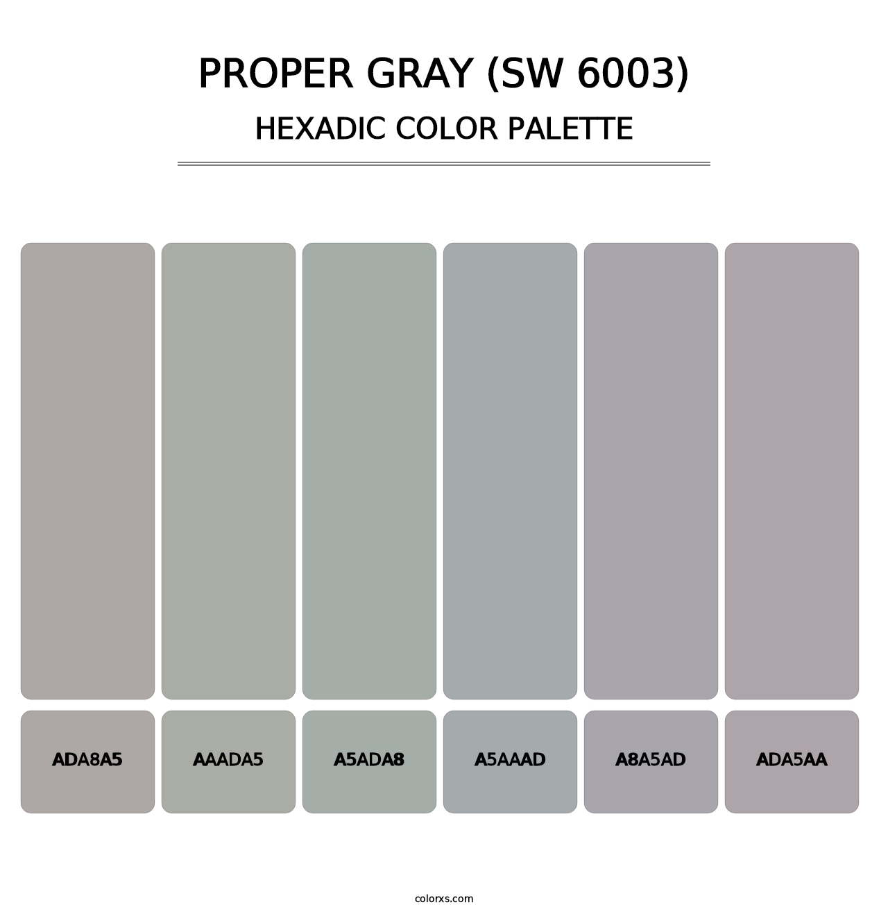 Proper Gray (SW 6003) - Hexadic Color Palette