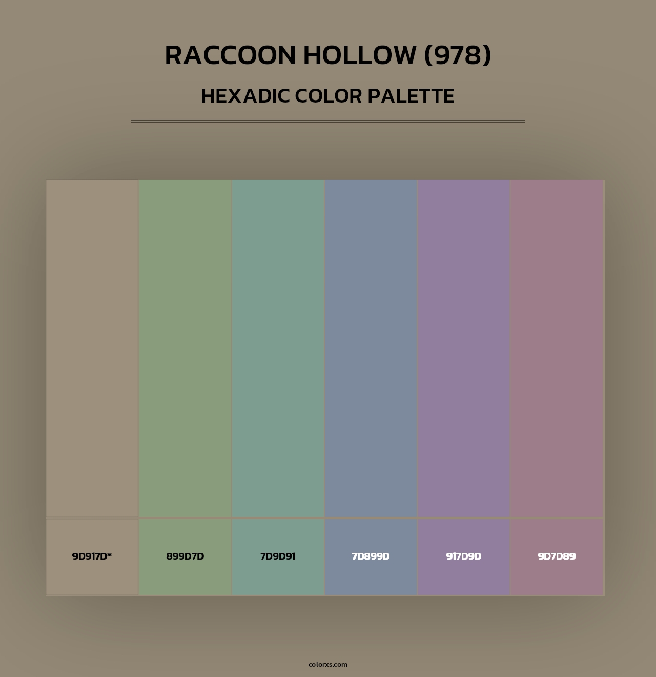 Raccoon Hollow (978) - Hexadic Color Palette