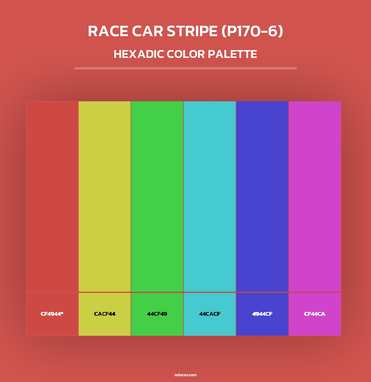 Race Car Stripe (P170-6) - Hexadic Color Palette