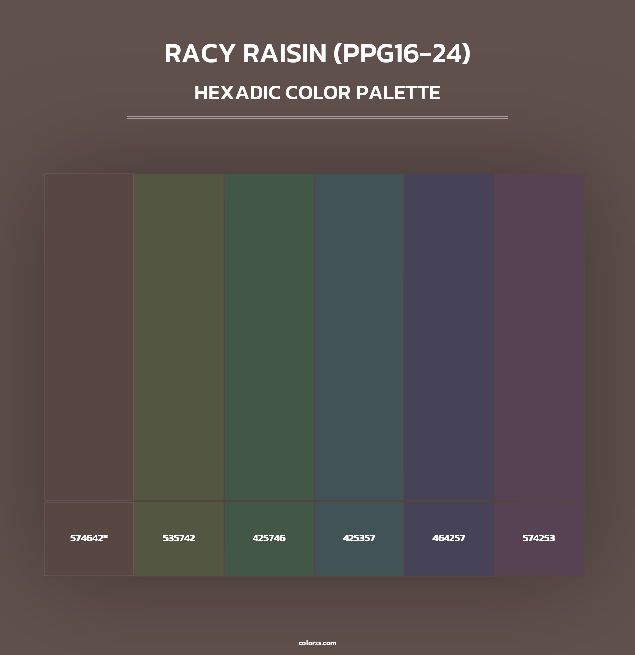 Racy Raisin (PPG16-24) - Hexadic Color Palette