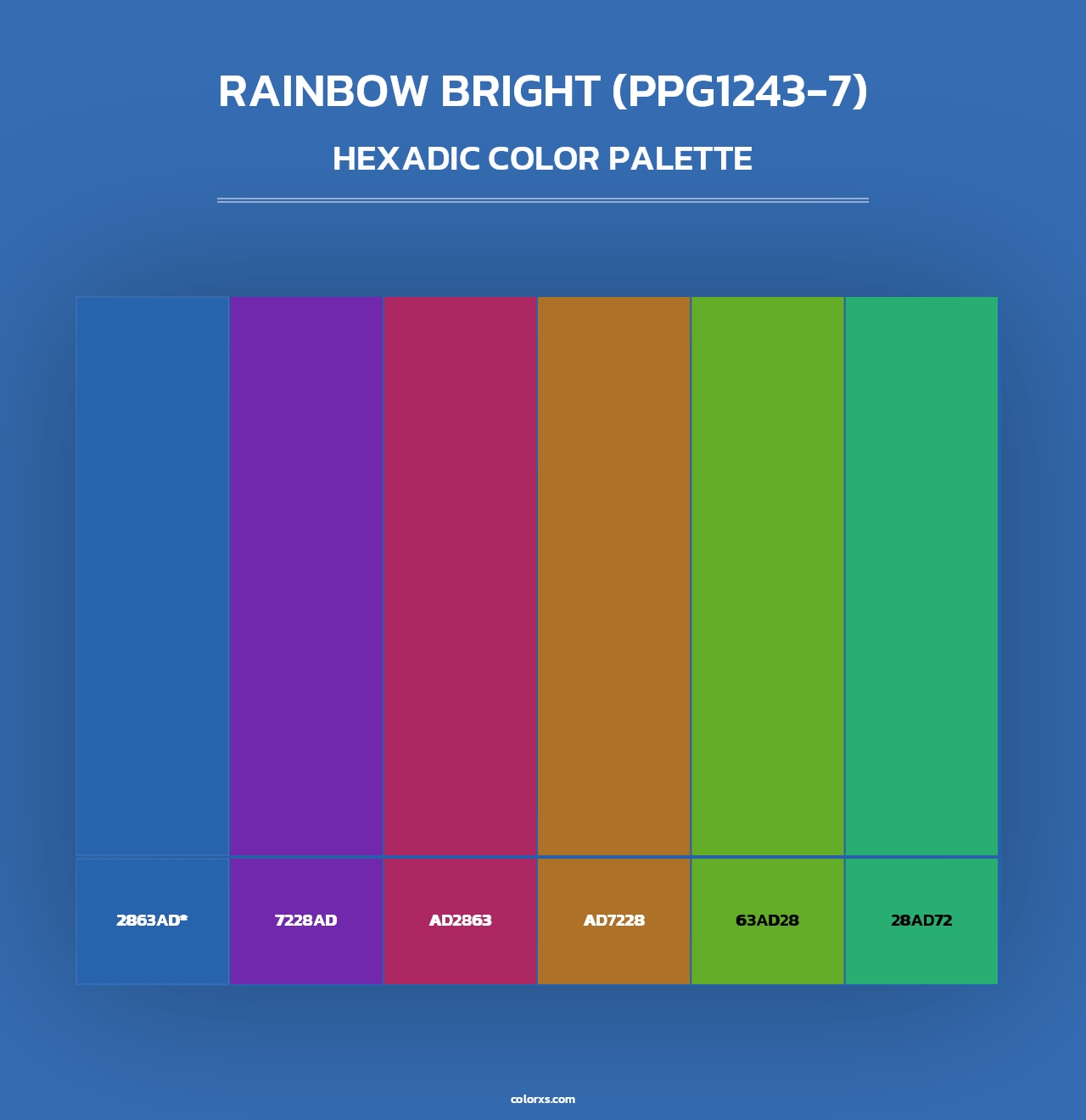 Rainbow Bright (PPG1243-7) - Hexadic Color Palette