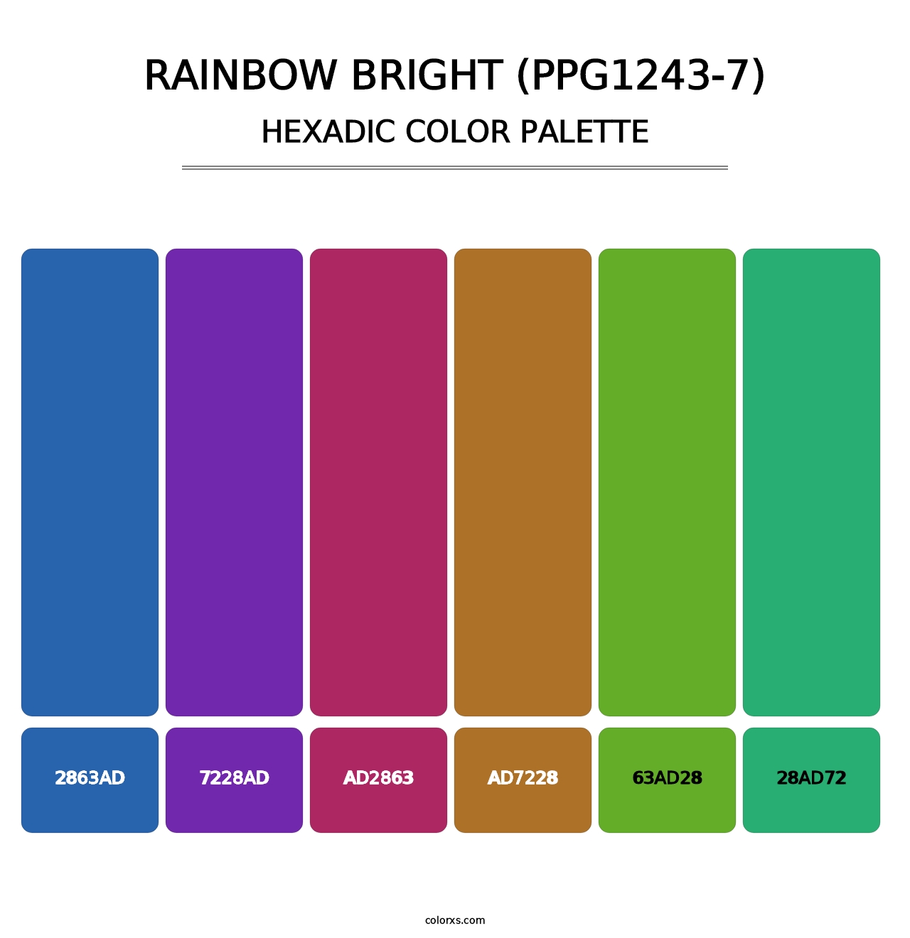 Rainbow Bright (PPG1243-7) - Hexadic Color Palette