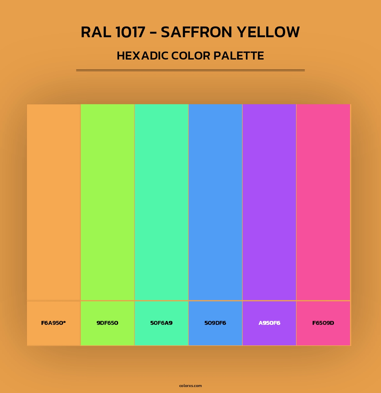 RAL 1017 - Saffron Yellow - Hexadic Color Palette