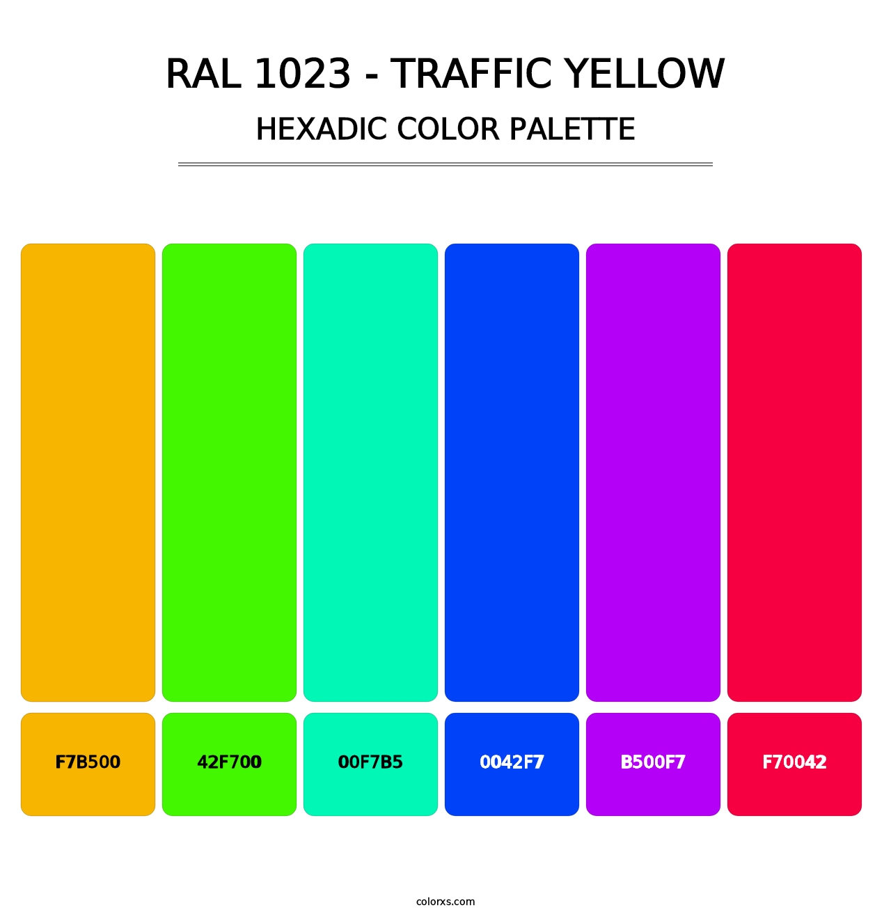 RAL 1023 - Traffic Yellow - Hexadic Color Palette