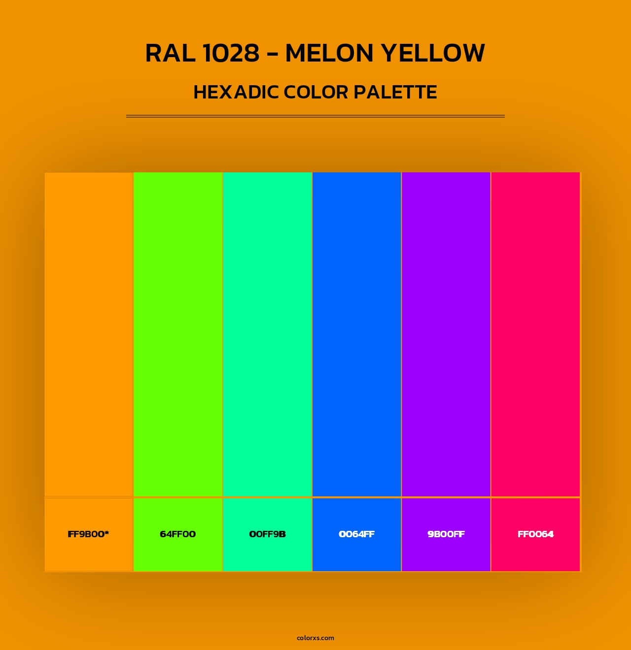 RAL 1028 - Melon Yellow - Hexadic Color Palette