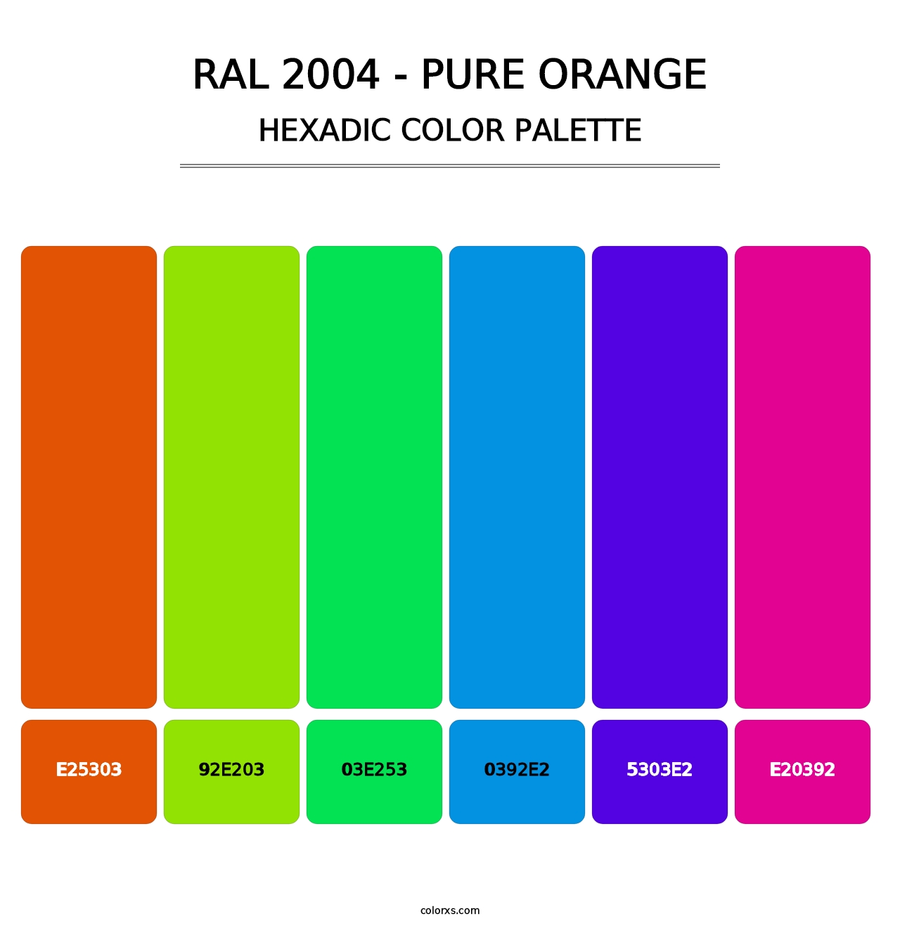 RAL 2004 - Pure Orange - Hexadic Color Palette