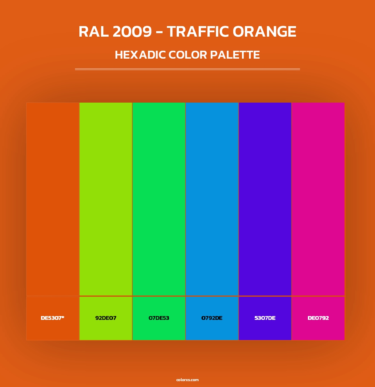 RAL 2009 - Traffic Orange - Hexadic Color Palette