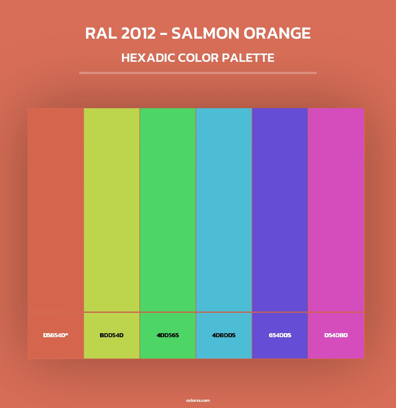 RAL 2012 - Salmon Orange - Hexadic Color Palette