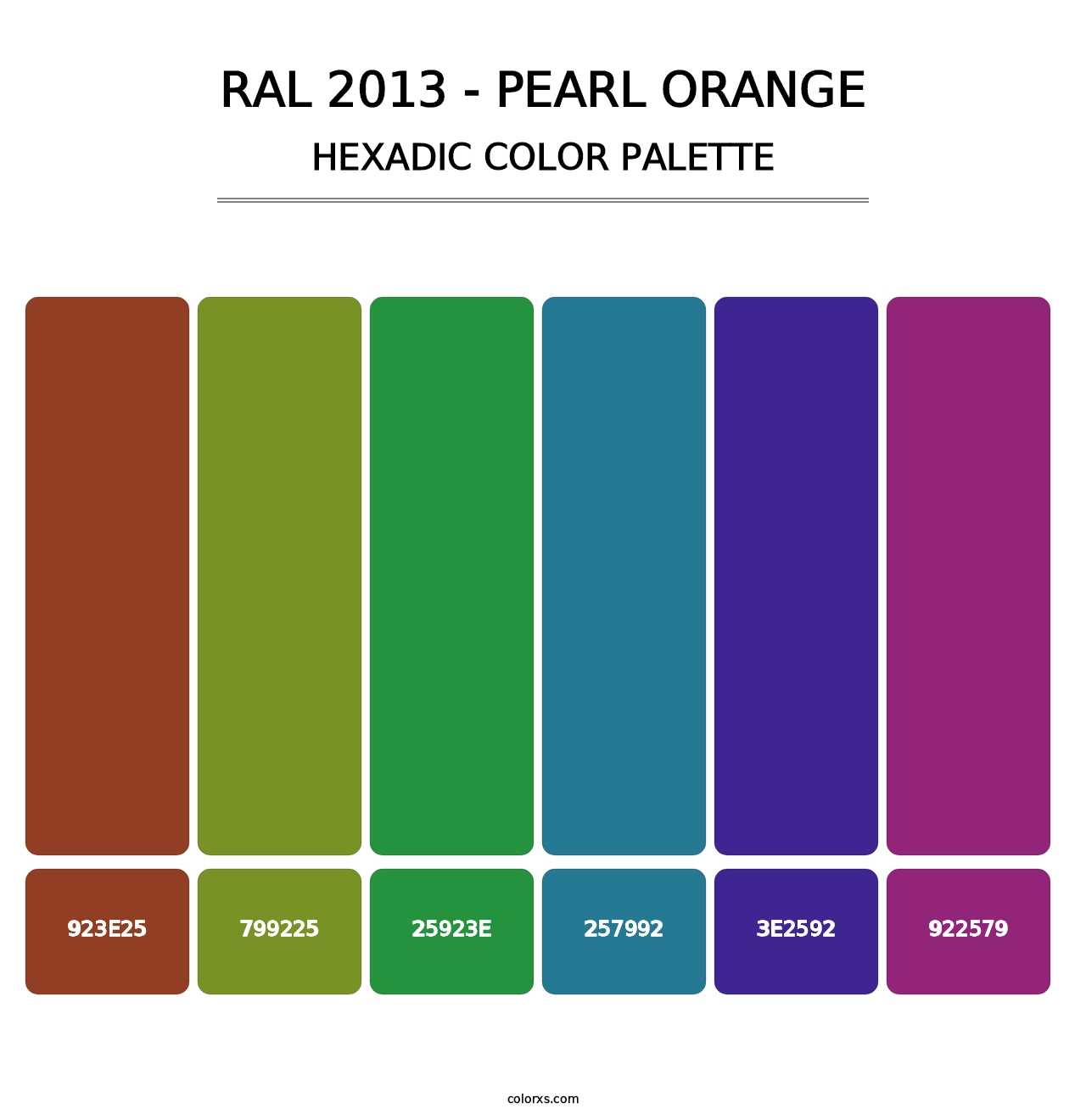RAL 2013 - Pearl Orange - Hexadic Color Palette