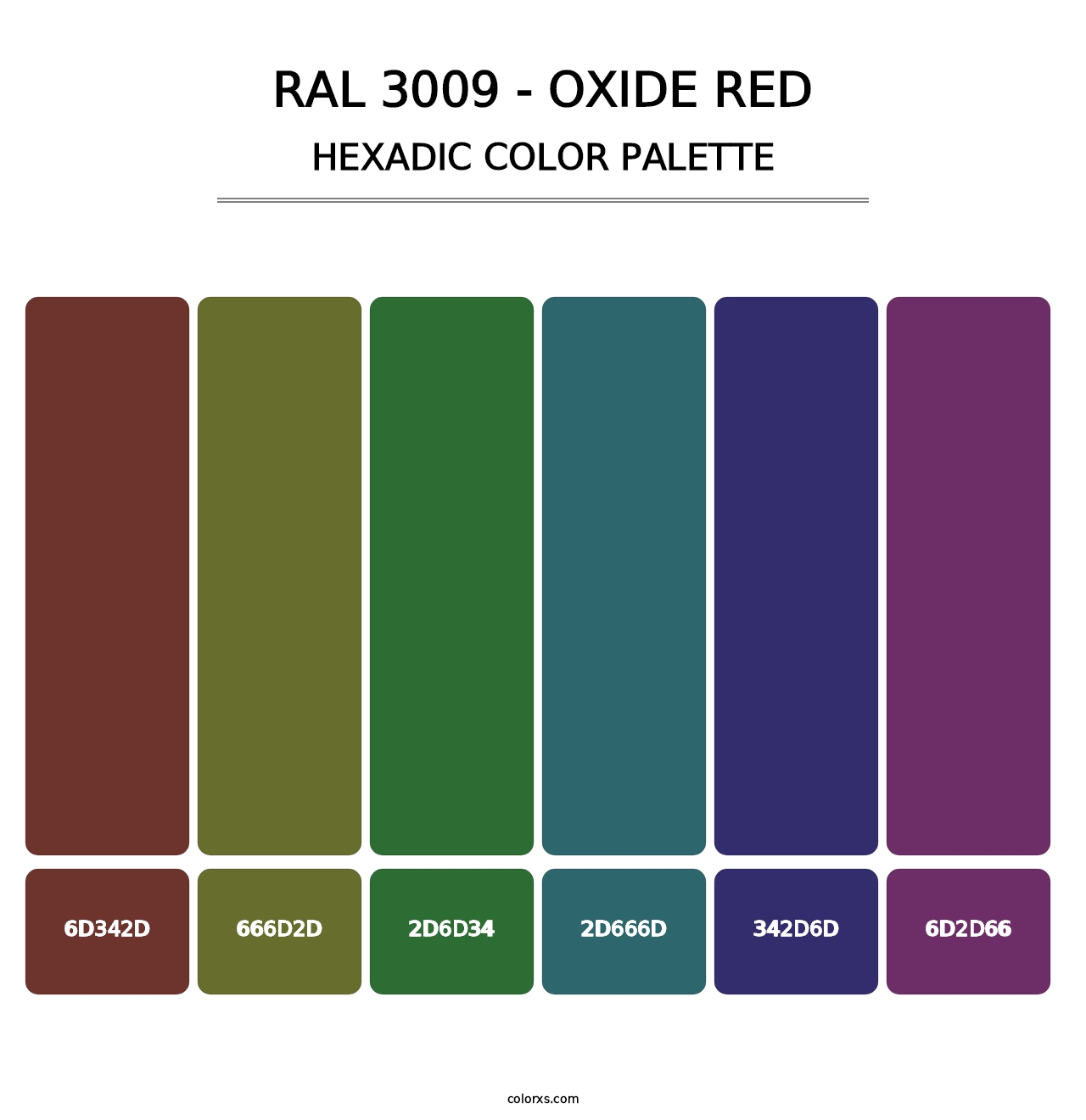 RAL 3009 - Oxide Red - Hexadic Color Palette